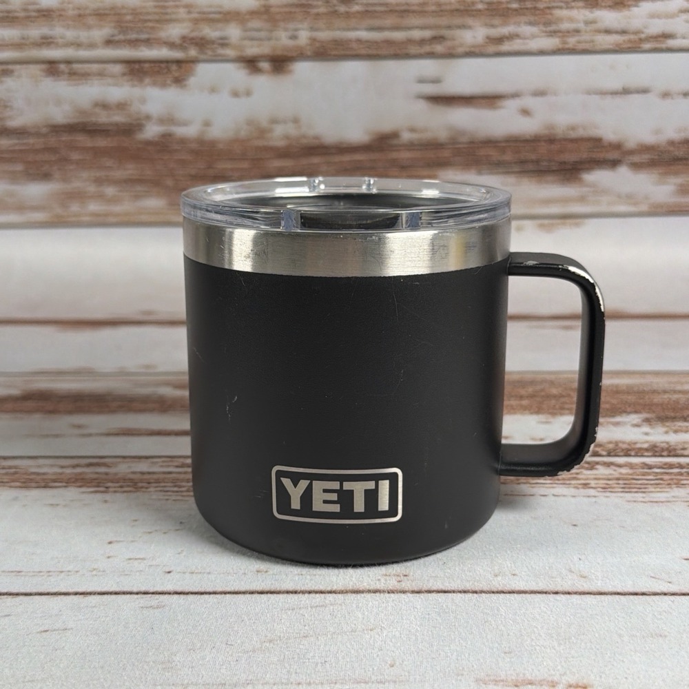 YETI Rambler 14 oz Coffee Mug Black MagSlider Lid Insulated Camp Mug Used